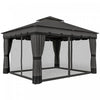 Outsunny 10' x 12' Double Roof Outdoor Gazebo with Netting & Curtains