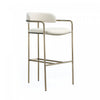 Serene Mid-Century Modern Metal Upholstered Barstool in Alabaster