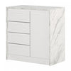 Myro Compact Kitchen Island With Storage - Faux White Marble And White