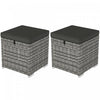 Outsunny 2 Pieces Wicker Outdoor Ottoman with Storage, Cushions, Dark Grey