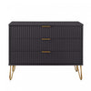 Dumbo Modern 35\" Fluted Dresser in Black (3-Drawer)