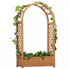 Outsunny Raised Garden Bed with Arch Trellis Outdoor Planter Box, Brown