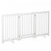 Pawhut Free Standing Pet Gate Indoor Wooden Dog Barrier Folding Safety Fence With Open Door Z Shape 3 Panel For Doorway Stairs