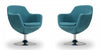 Caisson Modern Upholstered Swivel Lounge Chair in Teal - Set of 2