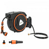 Outsunny Retractable Garden Hose Reel, 1/2\" x 59ft Wall Mounted Hose Reel with 12-Pattern Nozzles, Auto Retraction, Self-Locking, Slow Return System, 180° Swivel Bracket