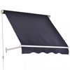Outsunny 4'x 2' Retractable Window Door Awning Patio Canopy Outdoor Sun Shade Shelter Dark Grey