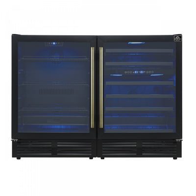 Forno Gemello 48" Side-by-Side Wine and Beverage Cooler in Black , French Door, 9.6 cu. ft. -FWCDR6699-48BLK | Refroidisseur a vin et a boissons Gemello de 48" cote a cote en Noire, 9,6 pi³ - FWCDR6699-48BLK