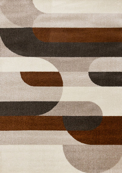 Marley Geometric Curves Taupe Oxblood Area Rug - 5'3" x 7'7"|Carpette Marley taupe et sang-de-bœuf à motif de courbes géométriques - 5 pi 3 po x 7 pi 7 po