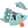 Qaba 3-in-1 Kids Slide And Rocking Horse Dual-use Children Activity Equipment Portable Slide Indoor Outdoor Playground Toy W/ Basketball Hoop Toddler Birthday Gift, Age 1.5-3, Green