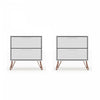Rockefeller Mid-Century Modern 20\" Nightstand in White (2-Drawer) - Set of 2