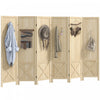 HOMCOM 4.7' 6 Panel Room Divider with Pegboard Display for Indoor, Natural
