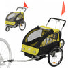 Aosom 2-Seat Bike Trailer for Kids, 2-in-1 Baby Stroller Bicycle Trailer 88 lbs Load with 5-Point Harness, Rubber Wheels, Storage, Safety Flag, Reflectors, Foldable Frame, Yellow