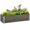 Outsunny 38\" X 12\" Raised Garden Bed Elevated Wooden Planter Box Outdoor For Backyard, Patio To Grow Vegetables, Herbs, And Flowers, Light Grey