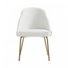 Gracie Modern Metal Vegan Leather Dining Chair in White and Gold