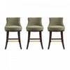 Lucia Modern Chenille Wood Counter Stool in Leaf Green - Set of 3