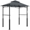 Outsunny 8' X 5' Grill Gazebo, Bbq Shelter With Led Light, Dark Grey
