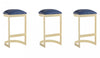 Aura Modern Metal Upholstered Barstool in Blue - Set of 3 Bar Stool