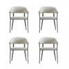 Belle Modern Metal Upholstered Dining Chair in Oatmeal - Set of 4