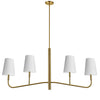 Dainolite Eleanor 4 Light Horizontal Chandelier Aged Brass White Shades Lamp