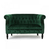 Vivian Solid Wood Rolled Arms Velvet Loveseat,Emerald