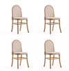 Paragon Industry Chic Cane Back Wood Upholstered Dining Chair in Oatmeal - Set of 4