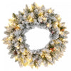 Homcom 24\" Pre-lit Christmas Wreath With Pine Cones And Red Berries Green