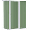 Outsunny Garden Shed, Metal Tool Shed W/ Sloped Roof, Light Green