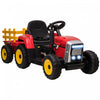 Aosom 12v Kids Powered Ride-On Tractor With Trailer, Battery Powered Electric Tractor With Remote Control, Music Start Up Sound And Horn, Usb, Led Lights, Red