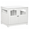 Pawhut 29.5\" Wooden Dog Cage With Windows, End Table Furniture Style, Modern Pet Kennel With Lockable Doors Elevated Base For Small And Medium-sized Dogs, White