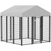 Pawhut 6' X 6' X 6' Dog Run Outdoor, Large Outdoor Dog Kennel Welded Wire Steel Fence With Uv-resistant & Waterproof Cover, Secure Lock, Silver