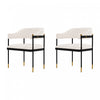 Lia Modern Metal Chenille Armchair in Cream - Set of 2 Dining Chair