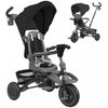 Qaba Toddler Tricycle, 6 In 1 Foldable Kids Trike With Adjustable Push Handle, Removable Canopy, Rotatable Seat, Safety Harness, Detachable Guardrail, For 1-5 Years Old, Black