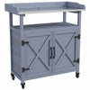Outsunny Outdoor Potting Bench With Storage, Wheels, Grey
