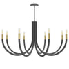 Dainolite Wand 8 Light Chandelier Matte Black/Aged Brass Lamp