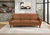 Upholstered Sofa, 77\"L, Brown Leather-Look, Walnut Solid Wood Legs, Mid-Century Modern Sofa