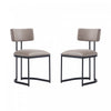 Juno Contemporary Modern Vegan Leather Metal Side Chair in Taupe - Set of 2