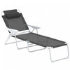 Outsunny Outdoor Lounge Chair With Adjustable Backrest, Charcoal Grey