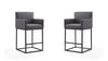 Ambassador Mid-Century Modern Metal Upholstered Counter Stool in Gray - Set of 2 Bar Stool