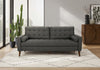 Upholstered Sofa, 75\"L, Decorative Pillows, Solid Wood Legs, Dark Grey Fabric, Modern Sofa