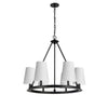 Dainolite Colby 6 Light Chandelier Matte Black 6 White Shades Lamp