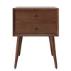Emma Mid-Century Modern Nightstand with 2 Drawers,Brown