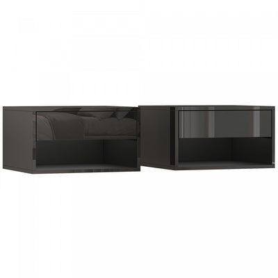 HOMCOM Floating Bedside Tables Set of 2, Wall-Mounted Nightstand Black