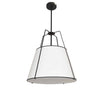 Dainolite Trapezoid 1 Light Pendant Black/White Shade White Fabric Diffuser Lamp