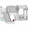 Qaba 7-in-1 Toddler Slide with Playhouse, Kids Slide Climber Playset with Basketball Hoop and Tunnel for Age 1-4 Years Indoor Play, Grey