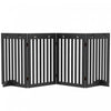Pawhut Freestanding Pet Gate 4 Panel Dog Barrier Folding Safety Fence With Support Feet Up To 80.25\" Long 29.5\" Tall For Doorway Stairs Black