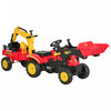 Aosom 3 In 1 Kids Ride On Excavator Toy With 6 Wheels, Bulldozer With Controllable Cargo Trailer & Easy Pedal Controls
