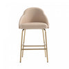 Gracie Modern Metal Upholstered Counter Stool in Tan and Gold Bar Stool