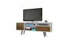 Manhattan Comfort Liberty 70.86\" Mid-Century Modern TV Stand with 4 Shelves & 1 Drawer - White & Rustic Brown