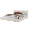 Connor Upholstered Platform Bed with Linen Headboard and Footboard,King Size,Beige King Bed