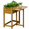 Outsunny Raised Garden Bed Wood Planter Box with Folding Side Table